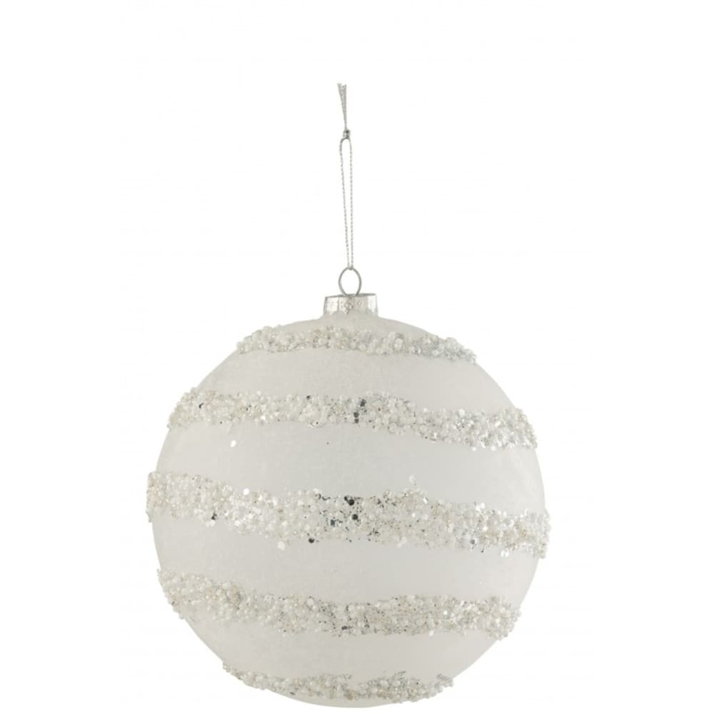 Caja de 4 bolas de navidad de vidrio blanco de 15x15x15 cm