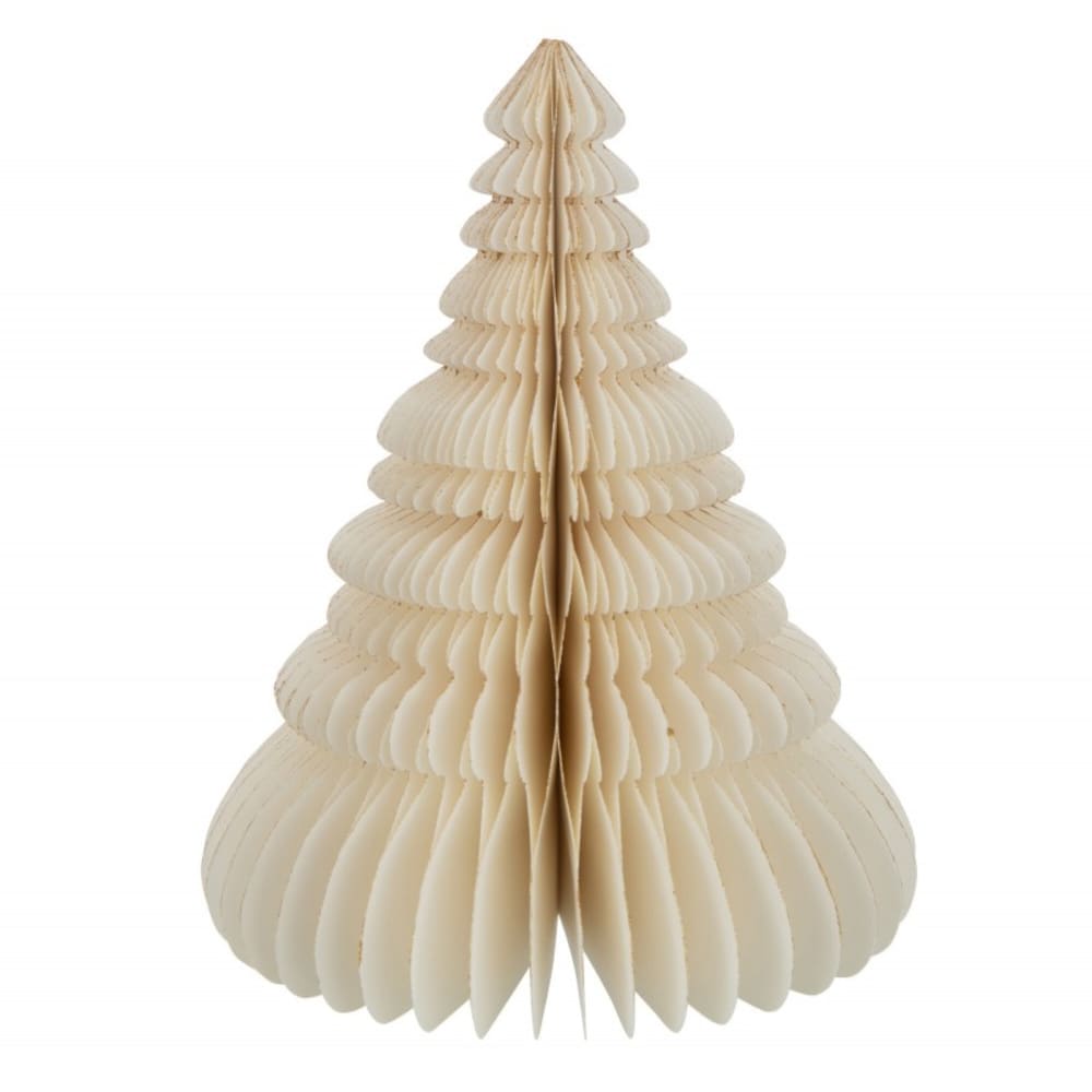 Árbol de navidad plegable de papel crema de 24x24x30 cm