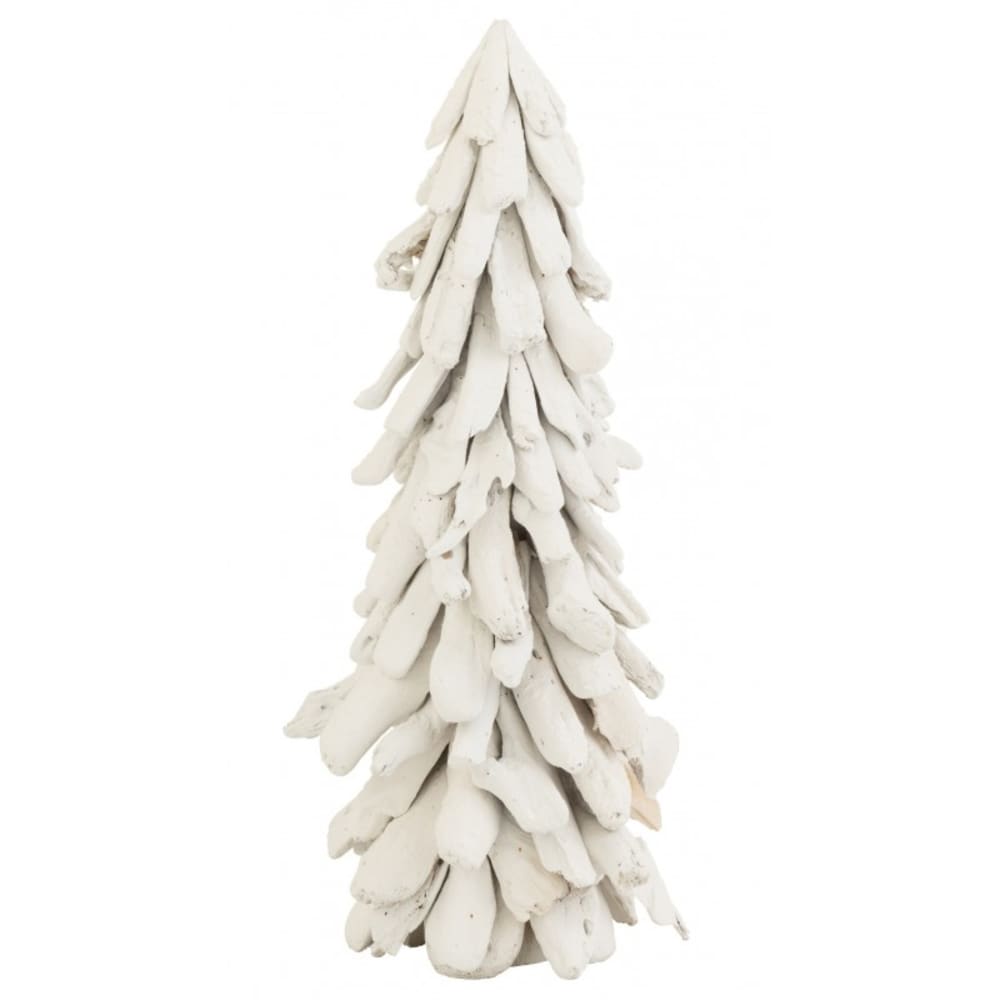 Árbol de navidad decorativo nevado de madera blanca de 25x25x70 cm