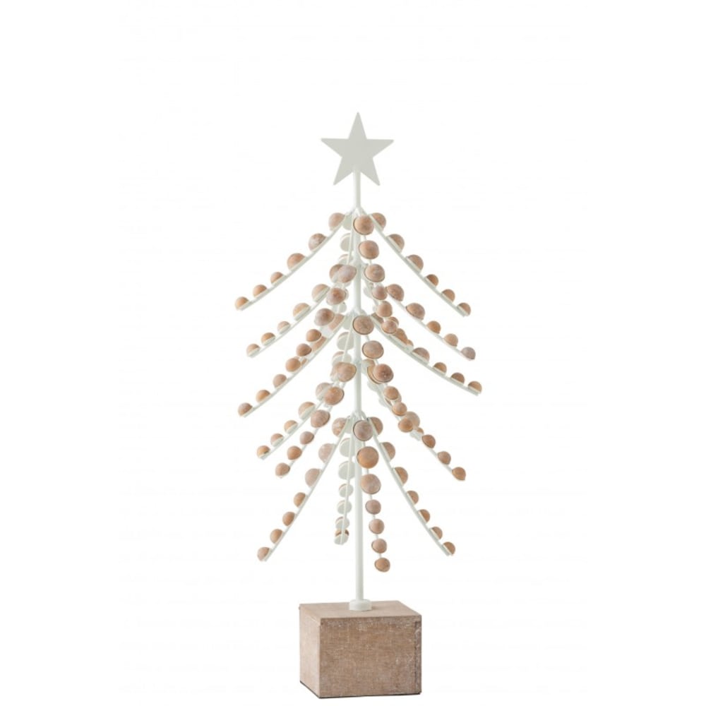 Árbol de navidad decorativo de madera y metal blanco de 25x25x58 cm