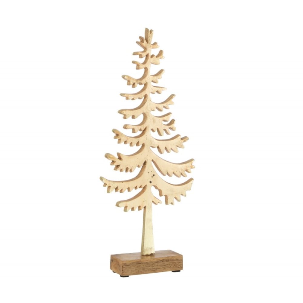 Árbol de navidad decorativo de aluminio dorado de 16x4.5x36 cm