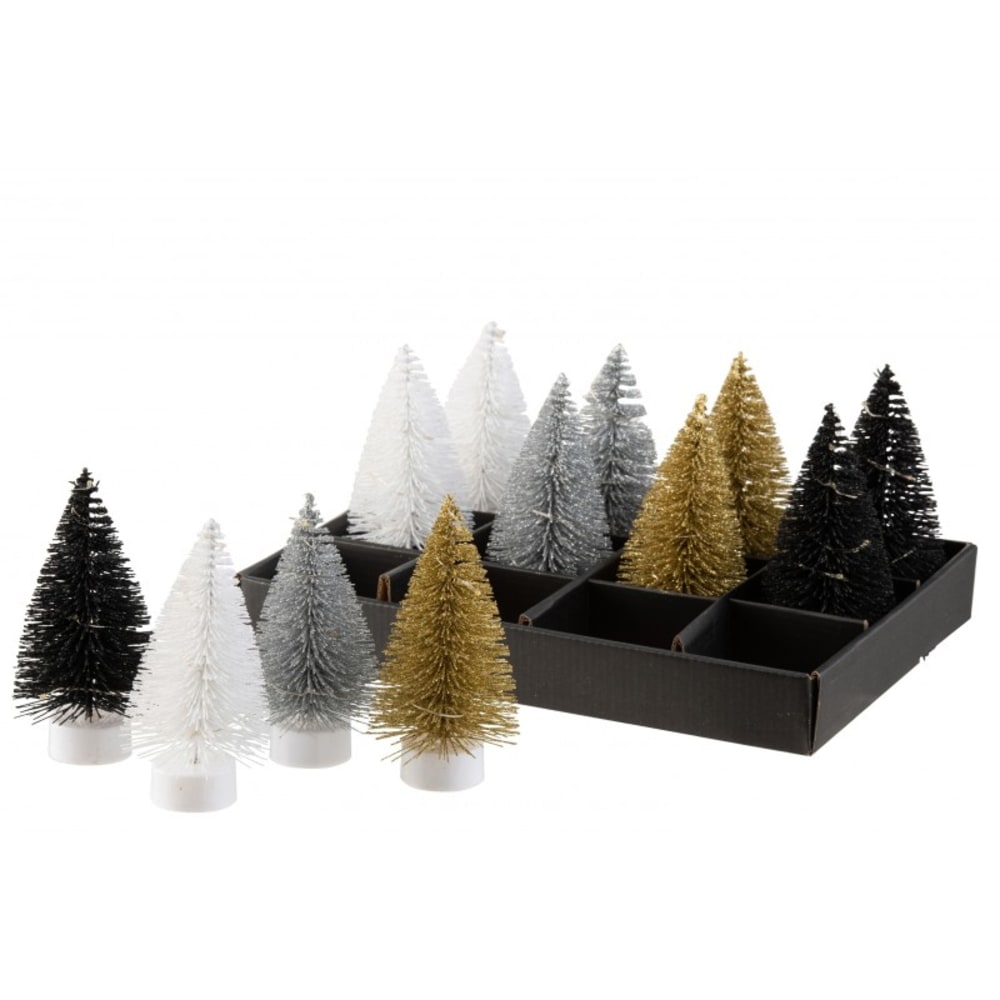 12 árboles de navidad decorativos multicolores de 14 cm de altura