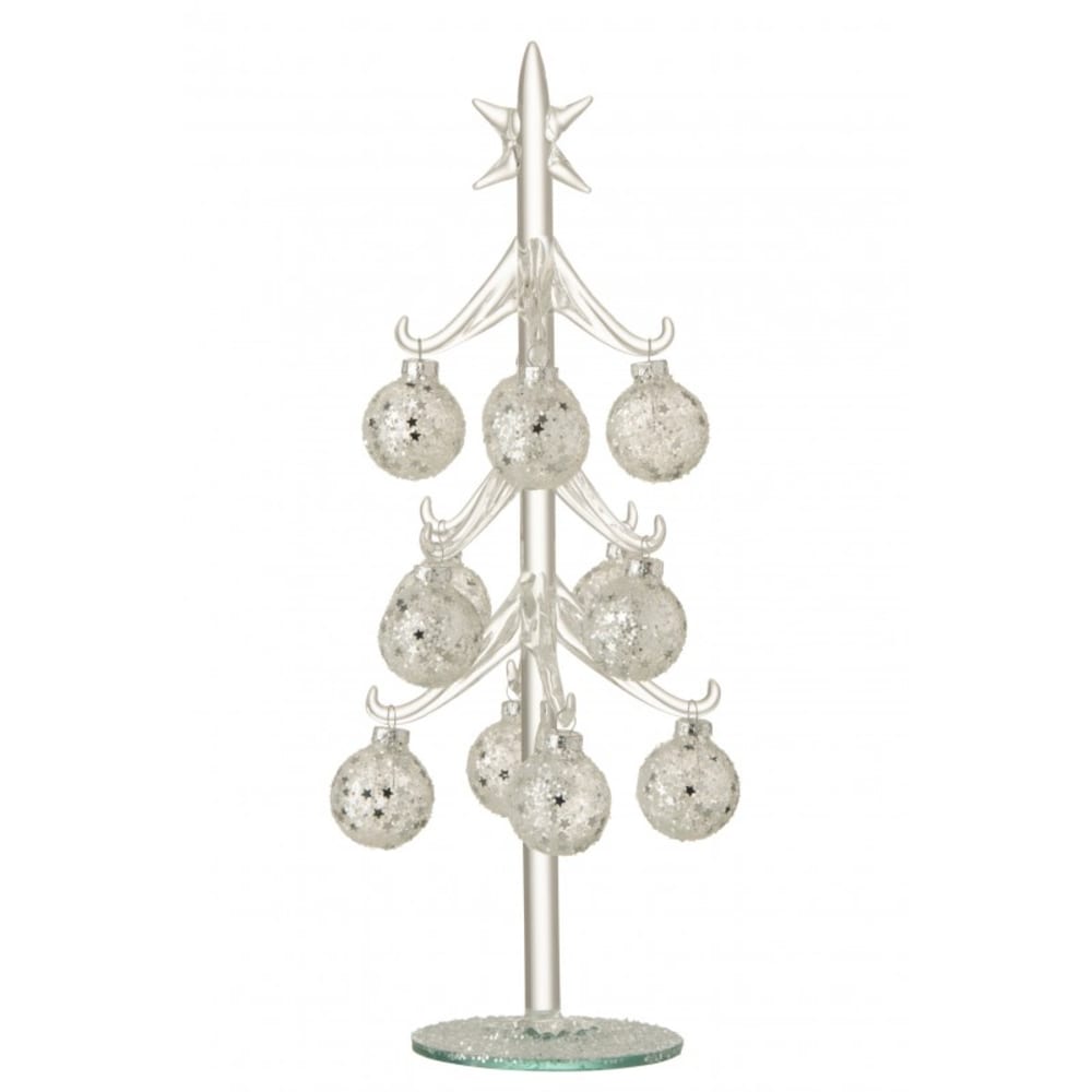Árbol de Navidad decorativo con bolas de vidrio plateado H30cm