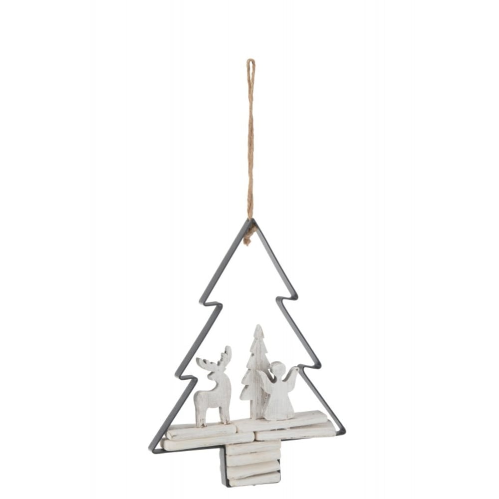 Colgante de navidad de madera blanca 21.5x4.5x28 cm
