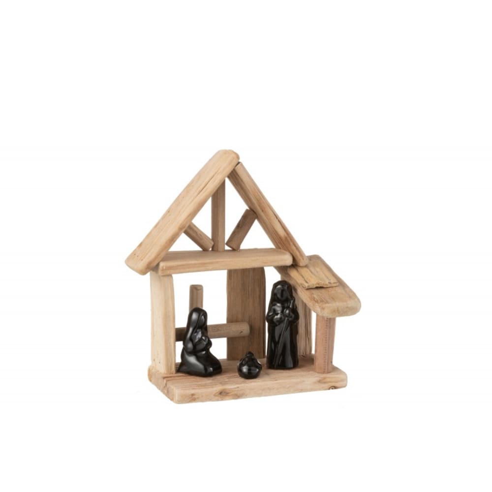 Pesebre de navidad de madera marrón 18x10x20 cm