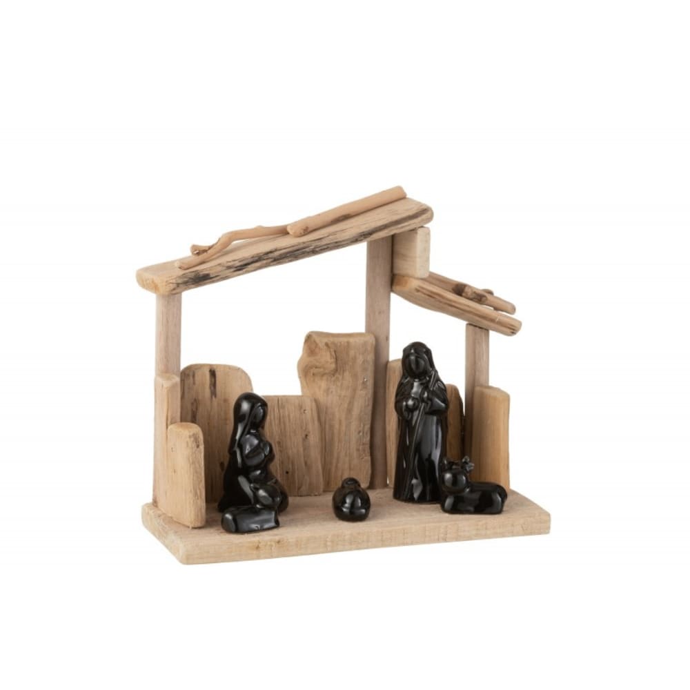 Pesebre de navidad de madera marrón 24.5x10.5x21 cm
