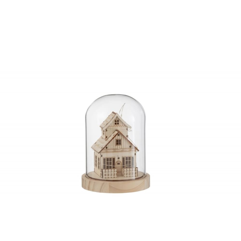 Campana de navidad de madera natural 13x13x18 cm