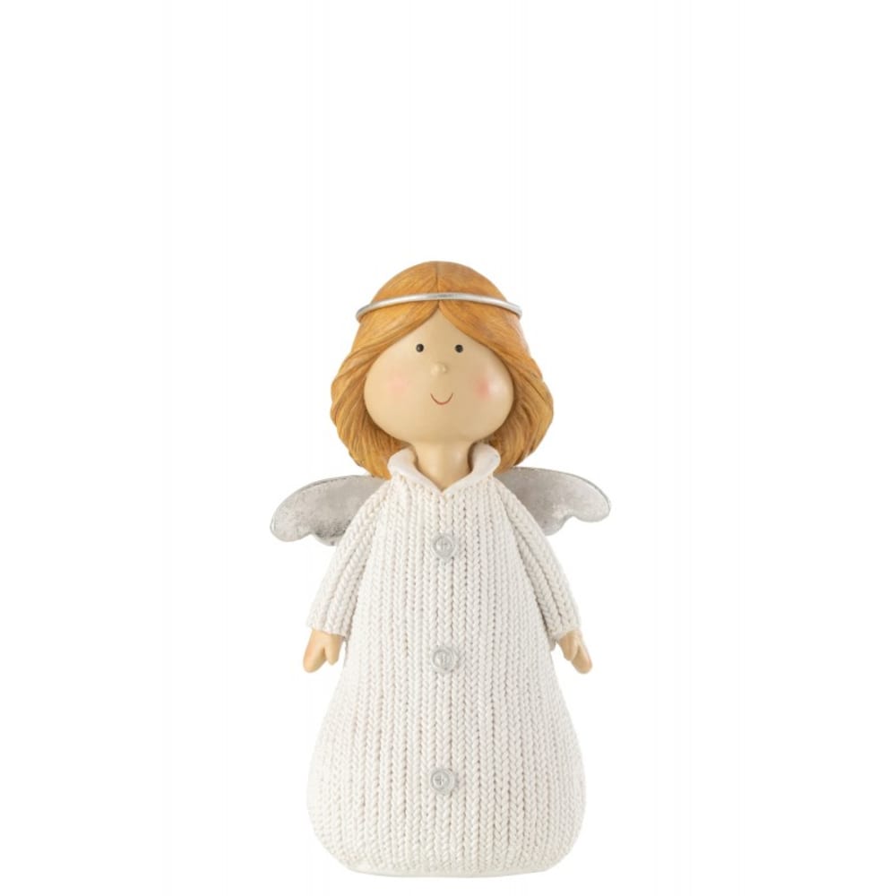 Ángel de navidad de resina blanco 17x12x29 cm