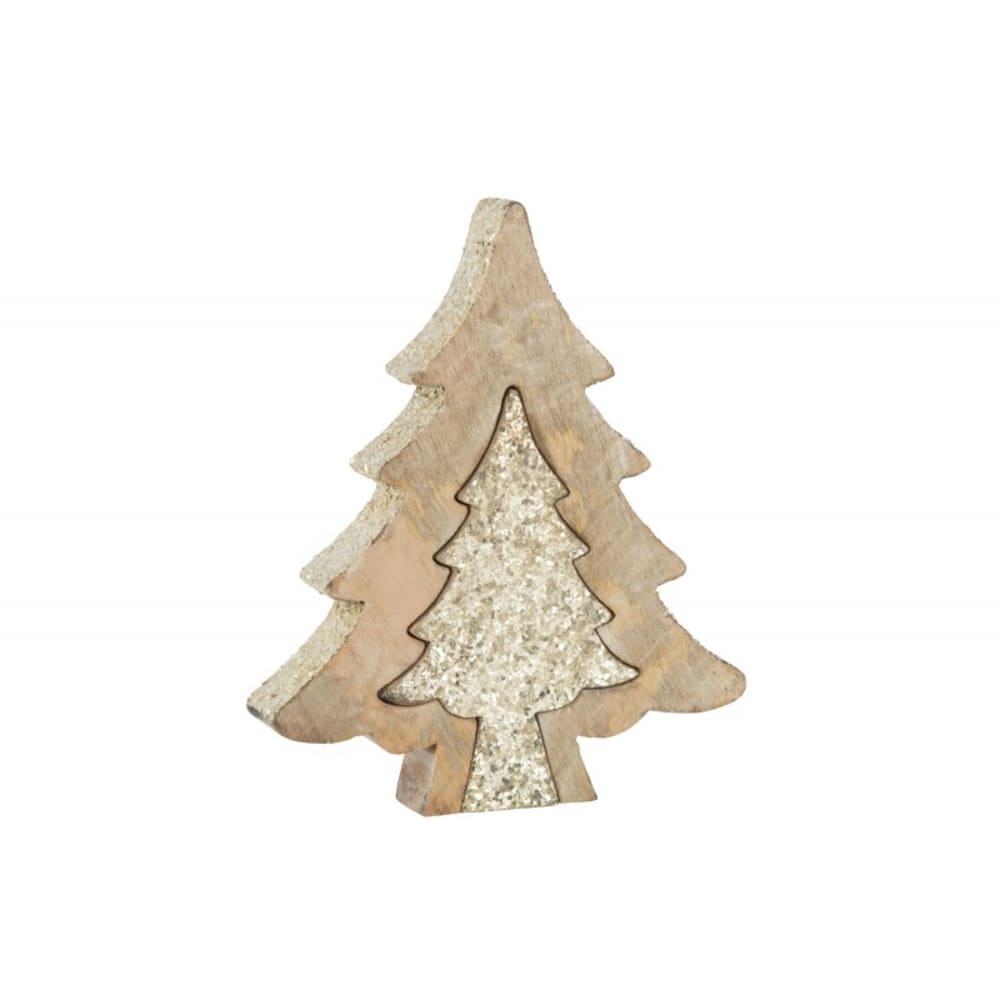 Puzzle de árbol de navidad de madera dorada de 25.5x4x30 cm