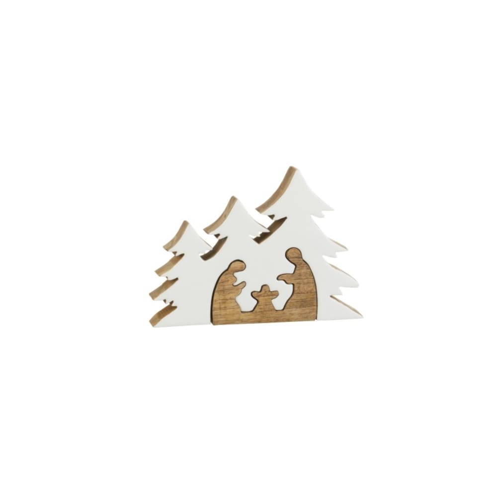 Crèche puzzle sapin en bois blanc 25x18x4 cm