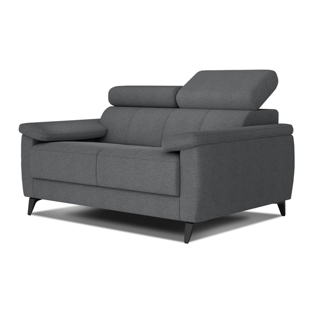 Canapé droit 2 places tissu gris foncé