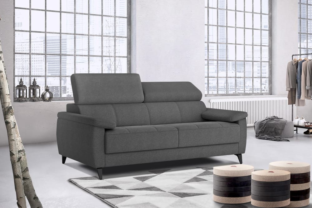 Canapé droit 3 places xxl tissu gris foncé - Maisons du Monde