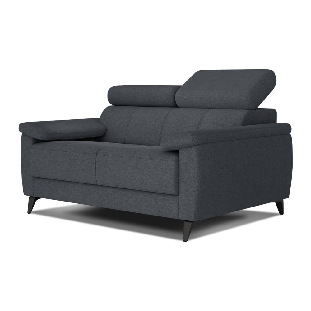 Canapé droit 2 places tissu graphite