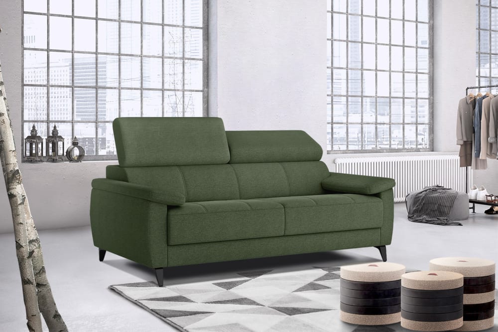 Canapé droit 3 places xxl tissu vert - Maisons du Monde