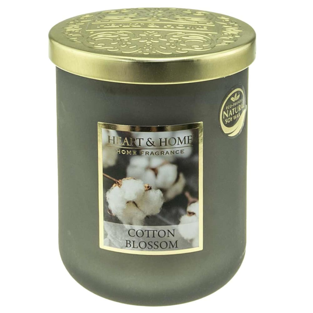 Heart and home Grande bougie senteur fleurs de coton style campagne Gris Cire