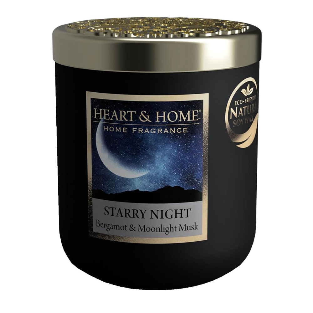 Heart and home Bougie à la cire de soja nuit étoilée Noir