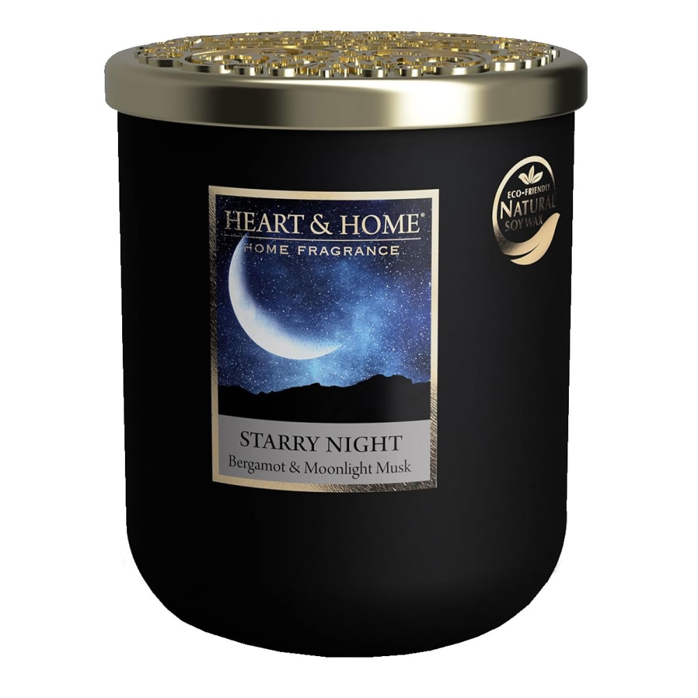 Heart and home Grande bougie à la cire de soja nuit étoilée Noir