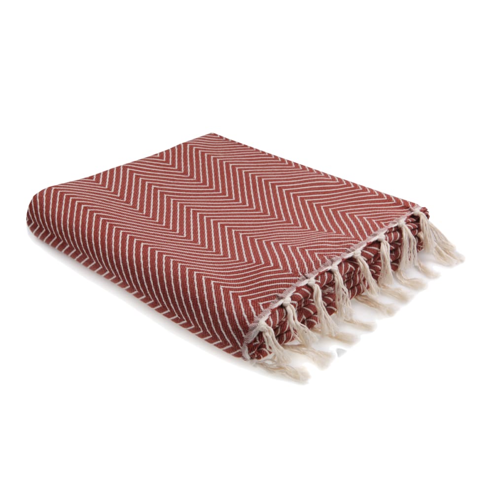 Plaid coton rouge tomette 130x170