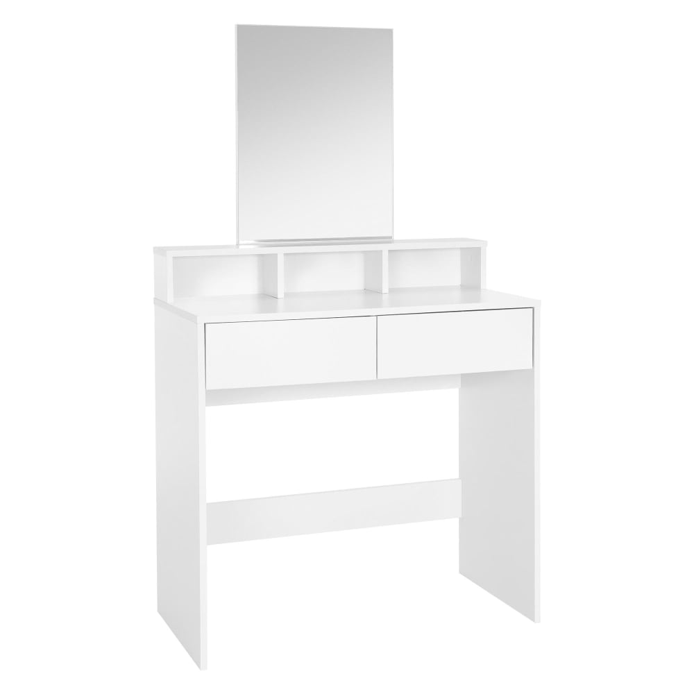 ML-Design Schminktisch 80x40x140 cm Weiß mit Spiegel und 2 Schubladen Modern WEISS SPANPLATTE Mädchen