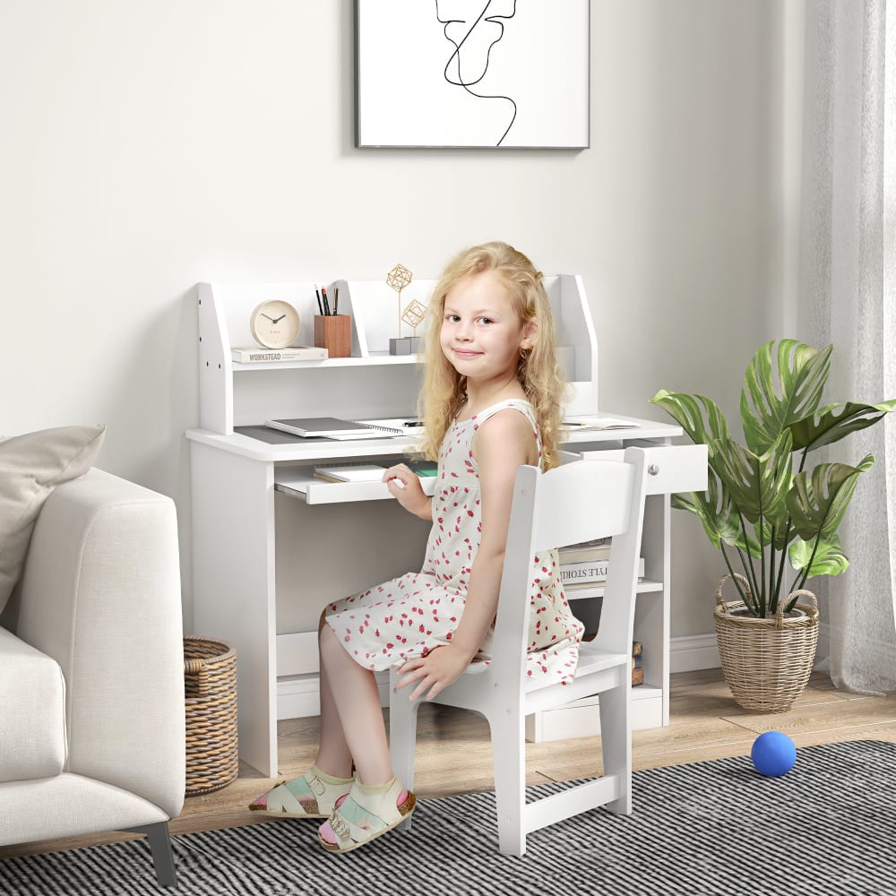 Kinderbüro-Set, Regal & Stuhl, Weiß - Maisons Du Monde