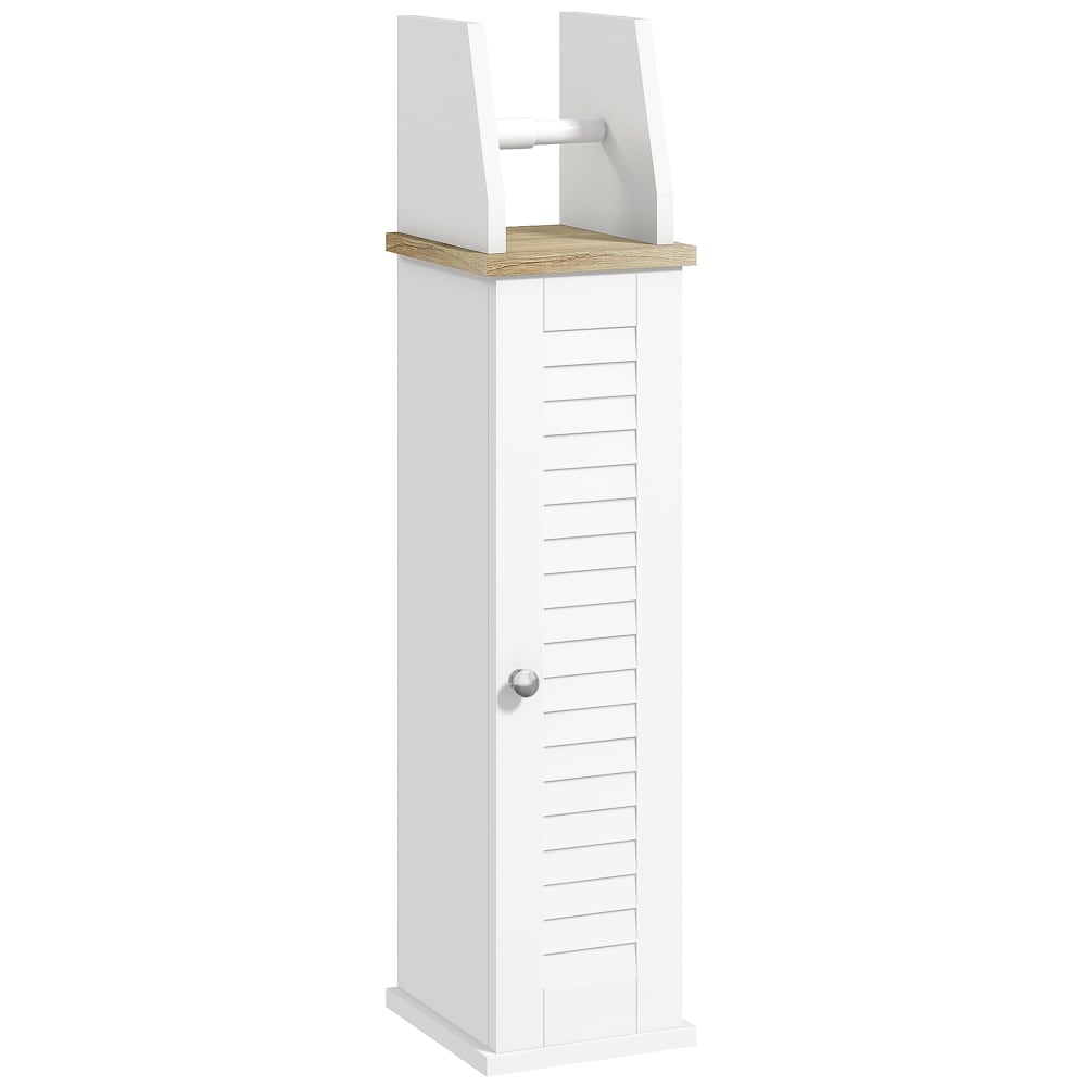 Kleankin Klappbare Toilettenpapier-Ablage, 2 Fächer & Holzoptik hell Weiß Spanplatte