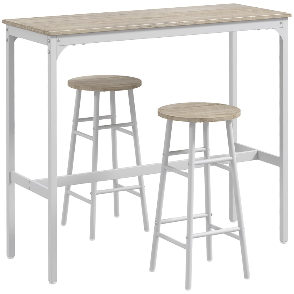2er-Set, 3-tlg. & Designerstück - Weißholz-Optik Stahl - Maisons