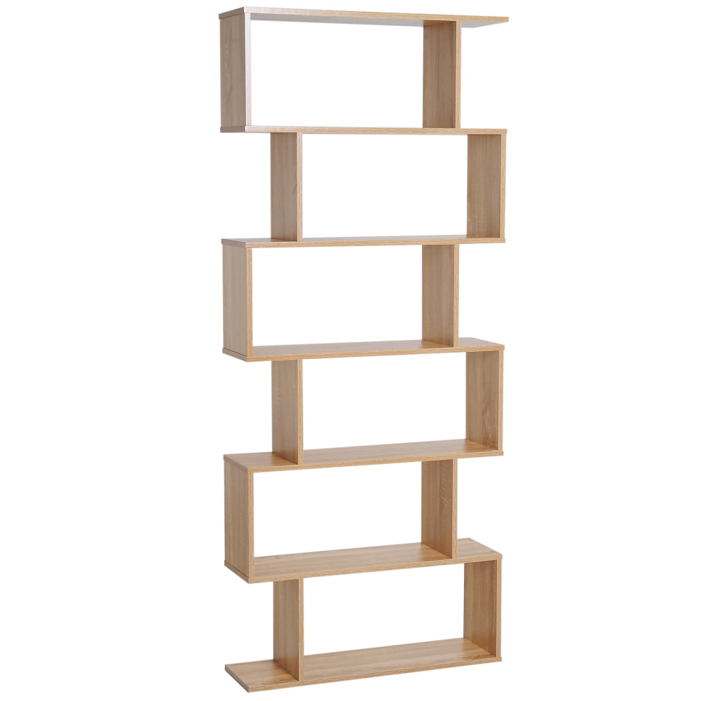 Homcom Zickzack-Bücherregal 80x23x192cm Beige Spanplatte