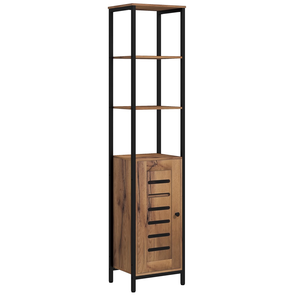 Kleankin Badezimmer-Säulenregal, Cosy-Stil & Stahlholzschwarz Braun Spanplatte