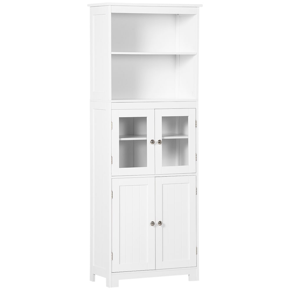 Homcom Hochbuffet 4-Türen, Regale & Nischen, Weiß style modern Weiß Holz
