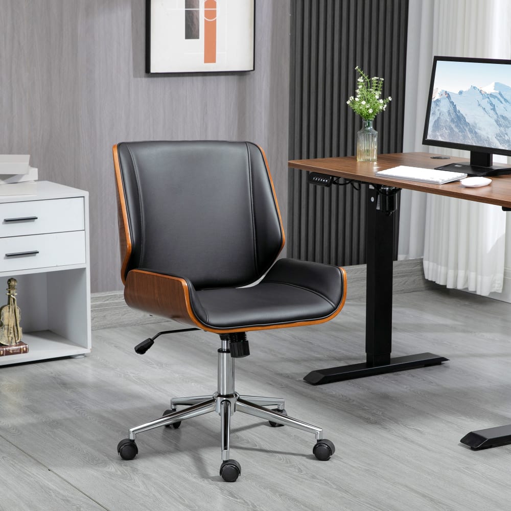 Manager-Bürostuhl Vintage, Holz & Chromstahl schwarz - Maisons Du