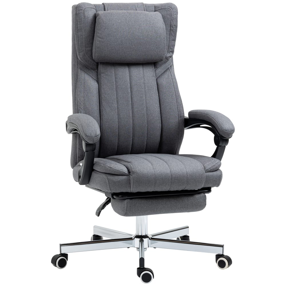 Fauteuil de bureau manager inclinable repose-pied tétière tissu gris
