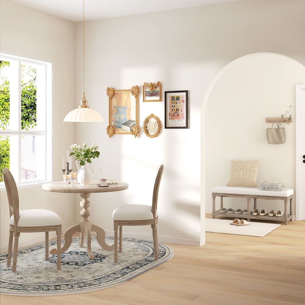 Lot de 2 chaises de salle à manger médaillon style Louis XVI crème