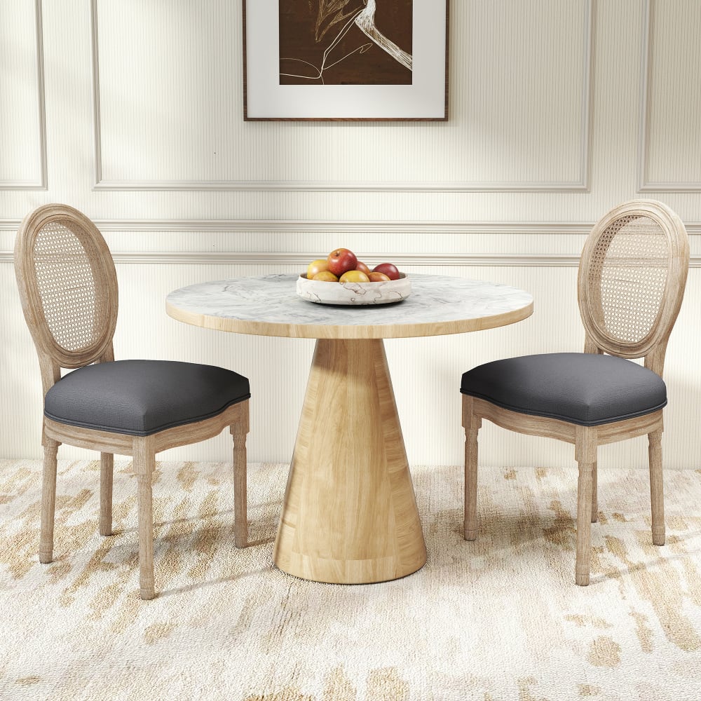 Lot de 2 chaises de salle à manger médaillon style Louis XVI gris