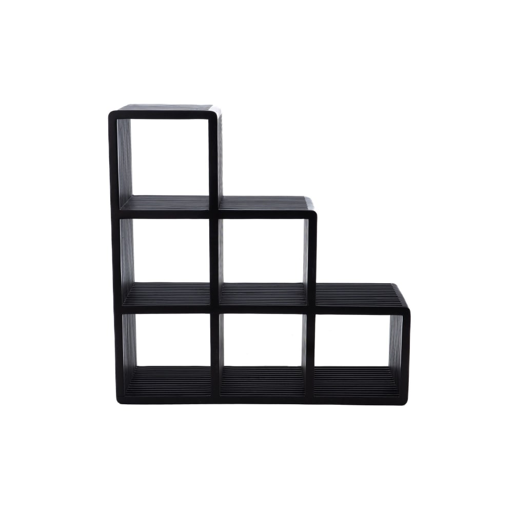 Bibliothèque étagère échelle 6 cubes de rangement en teck noir