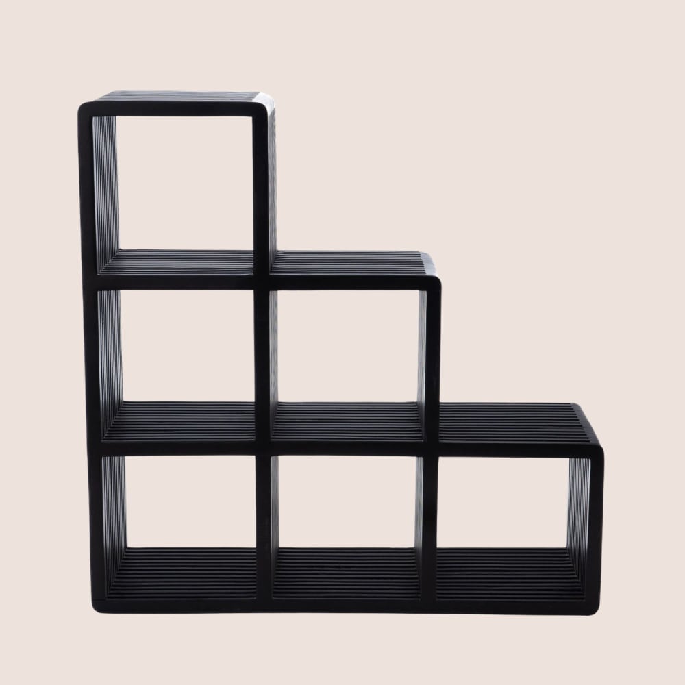 Bibliothèque étagère échelle 6 cubes de rangement en teck