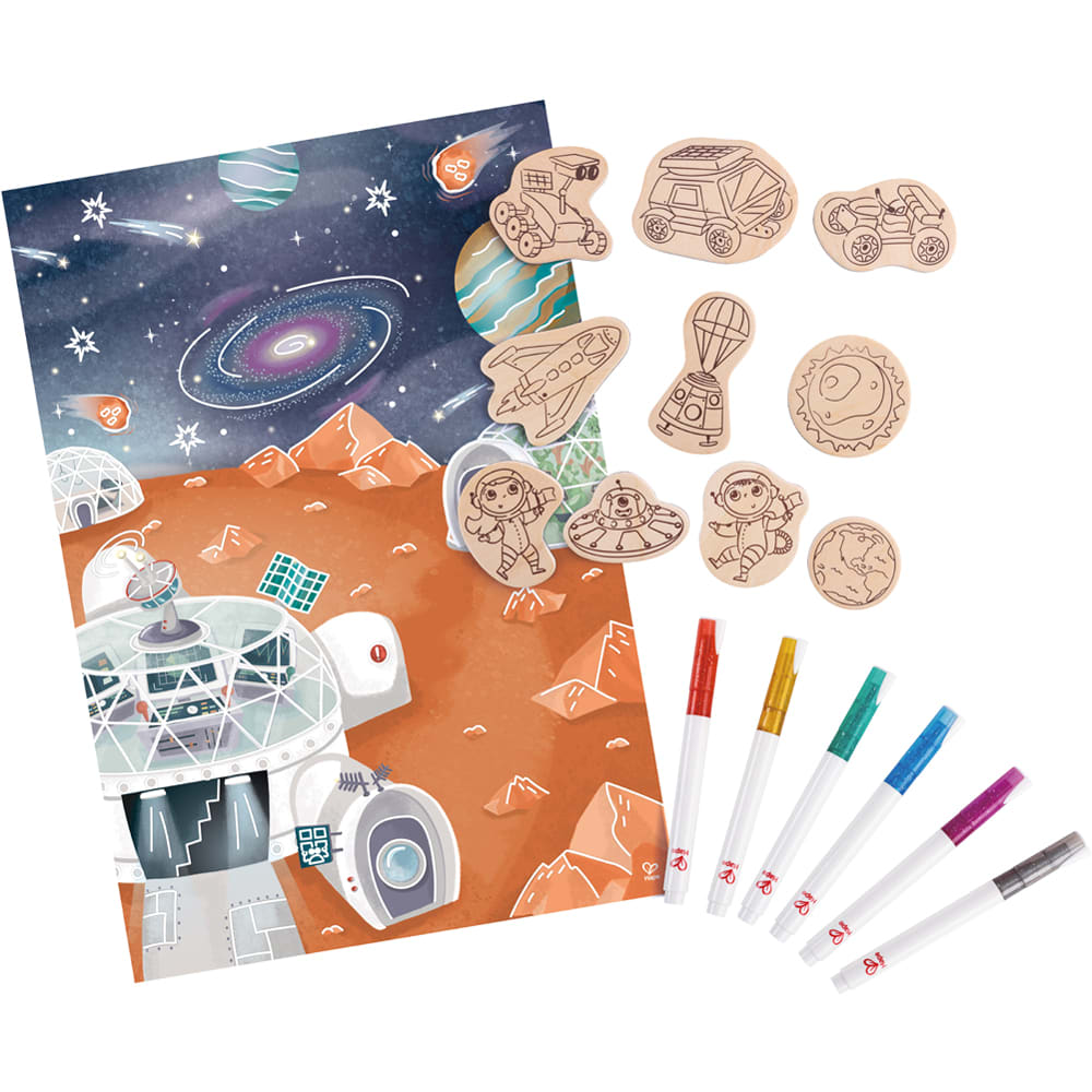 Hape Aimants de l'espace à colorier Multicolore Bois - 0x0x0cm