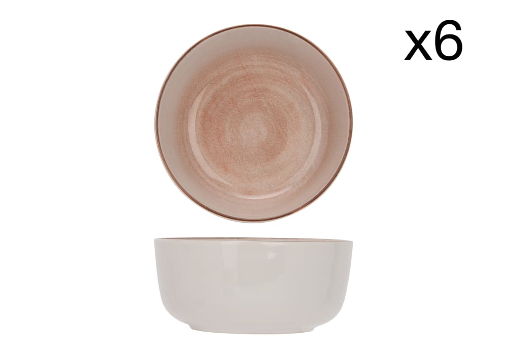Lot de 6 Bols en faïence, rose D14,5 cm