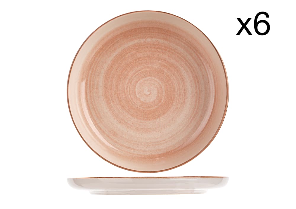 Lot de 6 Assiettes à dessert en Grès, rose, D20 cm