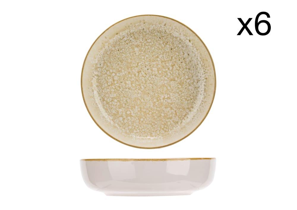 Lot de 6 Assiettes creuses en Grès, jaune, D18,5 cm