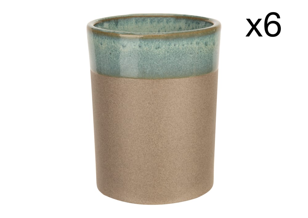 Lot de 6 Gobelets en Grès, bleu, D6,5 cm Lot de 6 Gobelets en Grès, bleu, D6,5 cm
