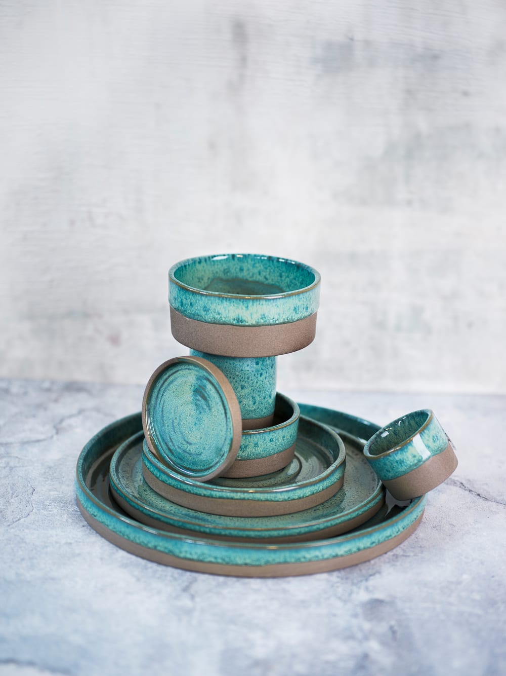 Lot de 6 Gobelets en Grès, bleu, D6,5 cm - Maisons du Monde