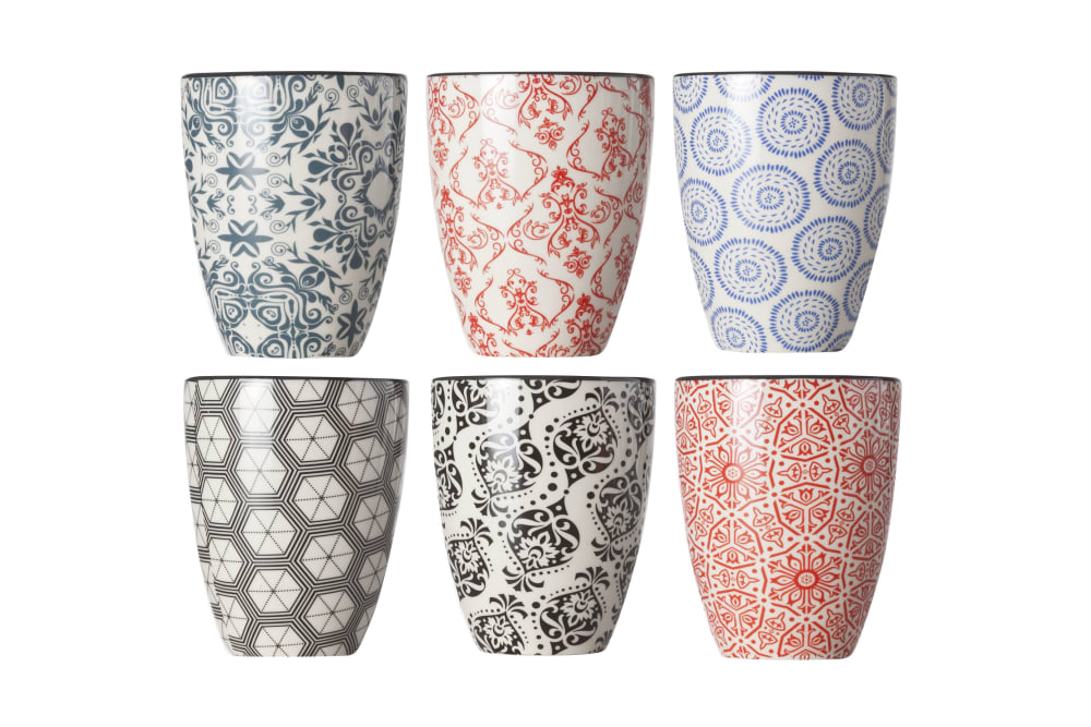 Lot de 6 Tasses en Grès, multicolore, 20 cl