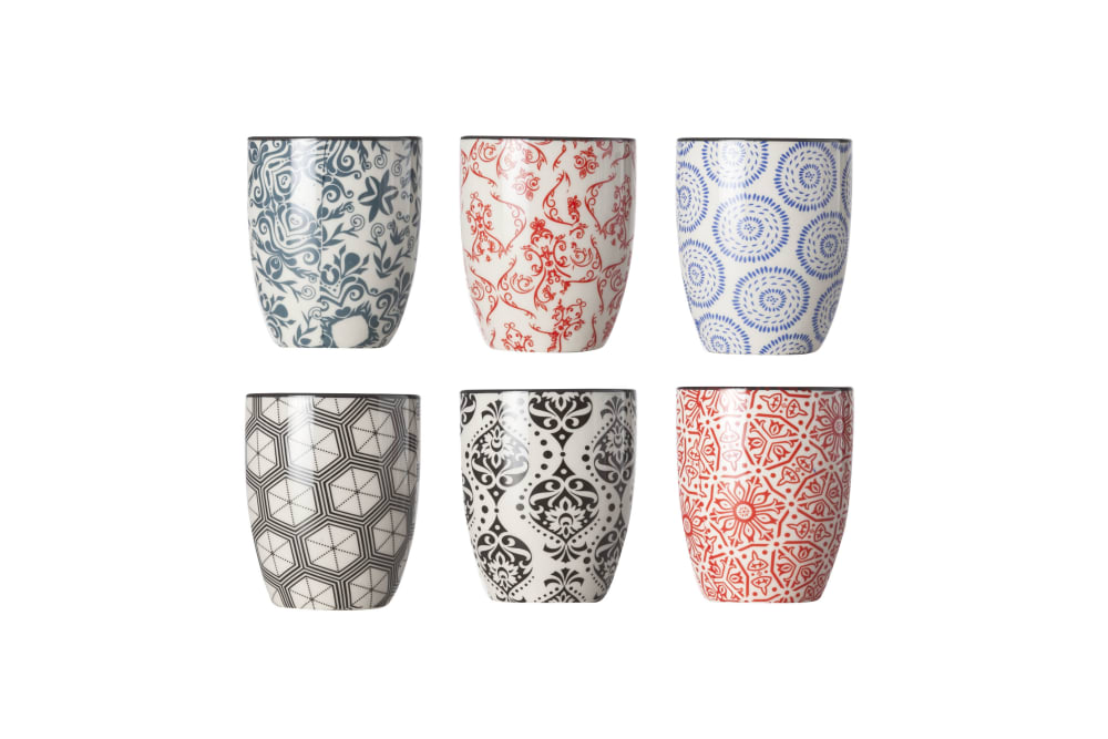 Lot de 6 Tasses en Grès, multicolore, 9 cl