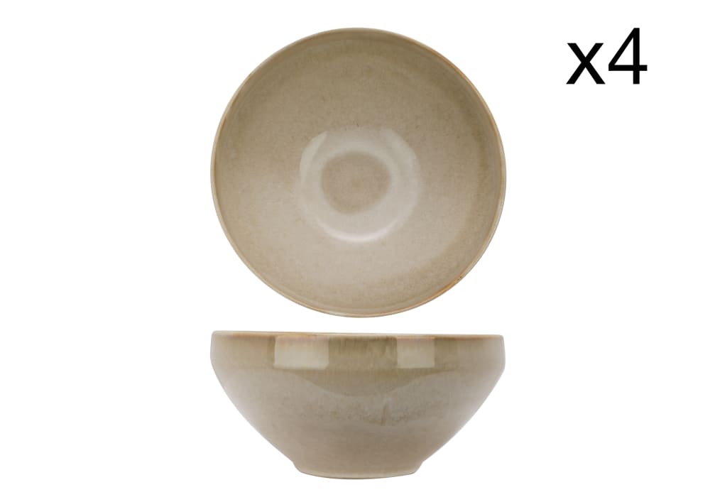 Lot de 4 Bols en Grès, beige, D17,5 cm