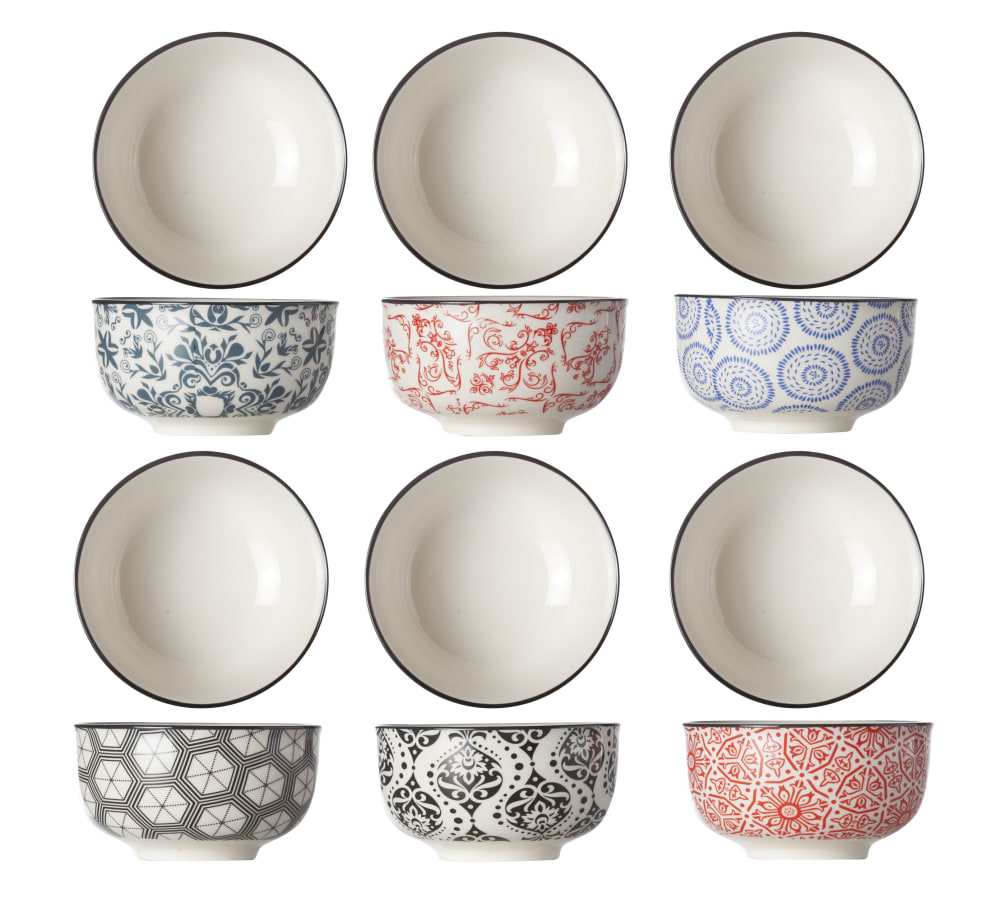 Lot de 6 Bols en Grès, multicolore, D9 cm