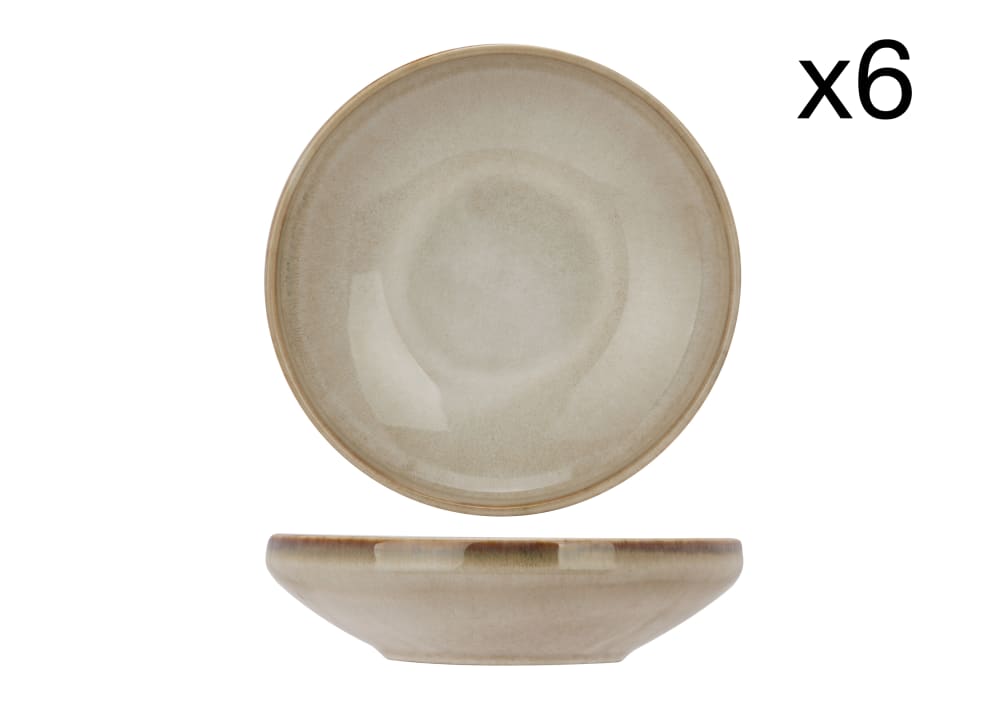 Lot de 6 Bols en Grès, beige, D16,5 cm