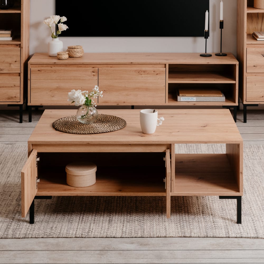 Concept Usine Couchtisch aus Holz mit Stauraum style industrial Braun Spanplatte