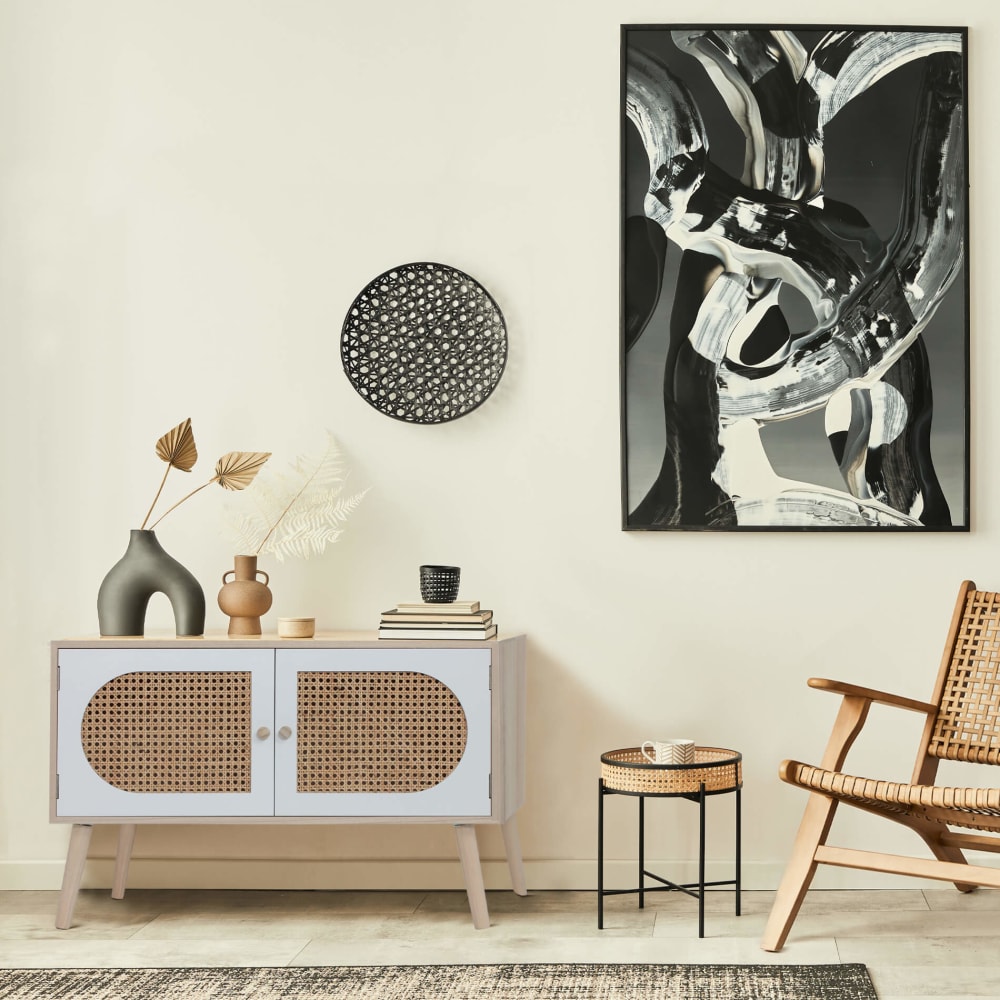 Buffet bas 2 portes en bois blanc et marron - Maisons du Monde
