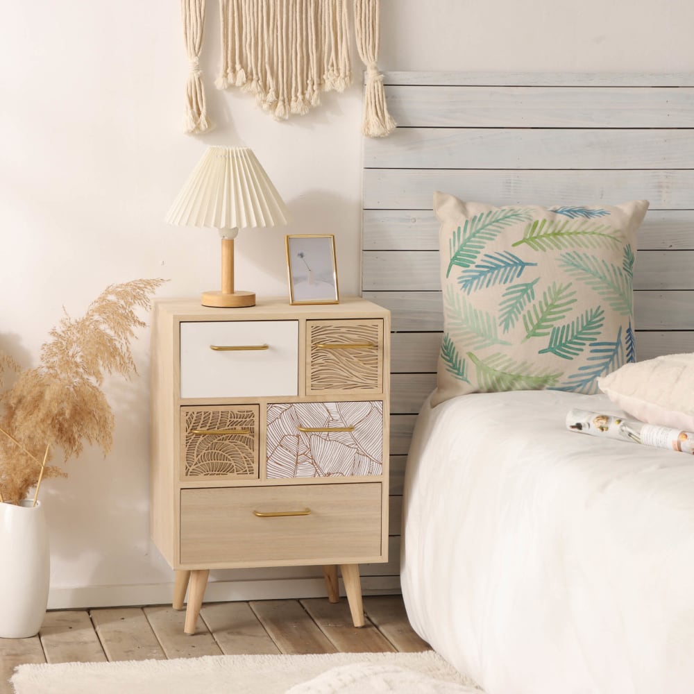 Cabinet de rangement avec 5 tiroirs en bois marron et blanc - Maisons du Monde