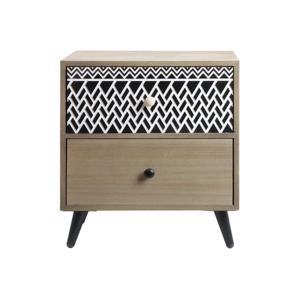 Mobili Rebecca Nachttisch im skandinavischen Stil mit 2 Schubladen aus braunem Holz style modern - Holz